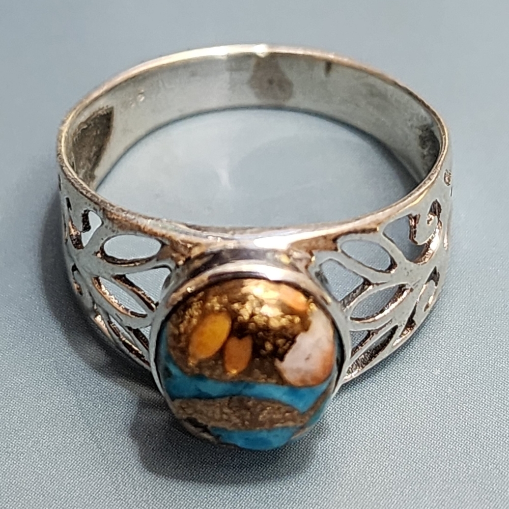 Copper Turquoise and Sterling Silver Ring NWOT - Picture 4 of 5